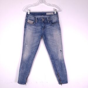 Diesel Grupee-Zip Super Slim Skinny Low Waist Stretch Skinny Jeans Ankle Zip 26